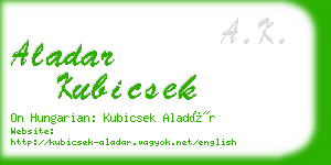 aladar kubicsek business card